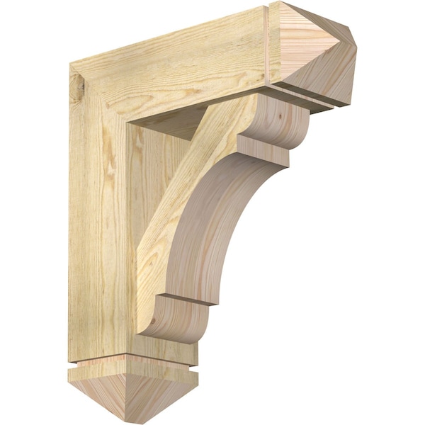 Ekena Millwork Olympic Arts and Crafts Rough Sawn Bracket w/ Offset Brace, Douglas Fir, 8"W x 24"D x 28"H BKT0806X24X28OLY03RDF - main